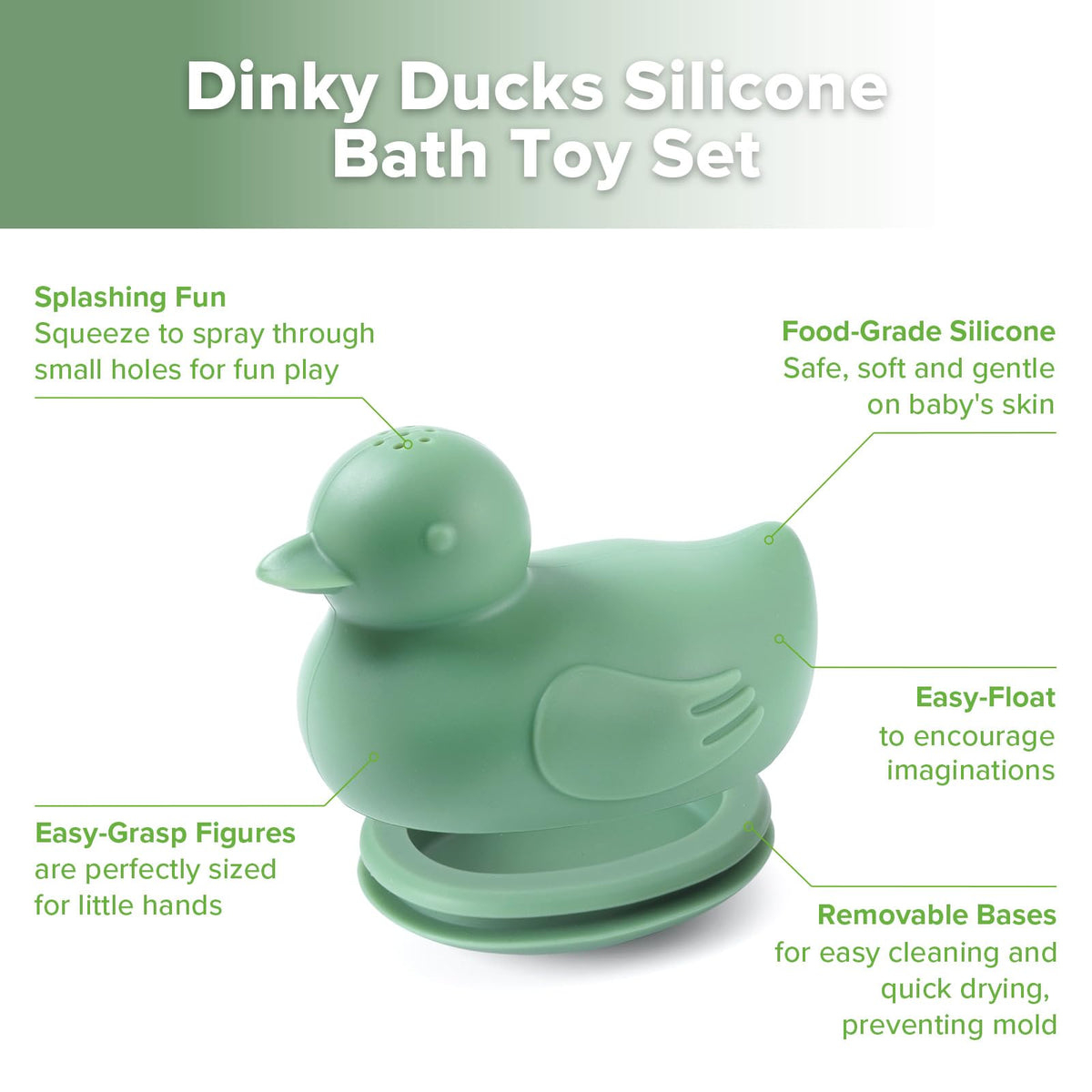 haakaa Dinky Splash Duck BPA-free silicone, safe for babies and easy to clean.