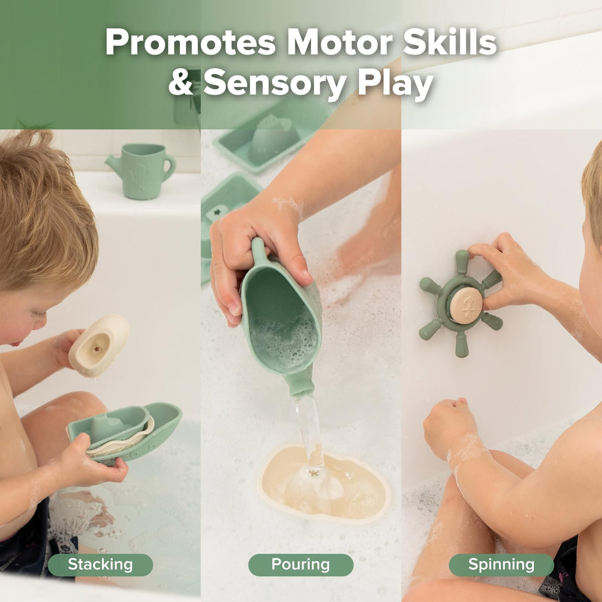 Haakaa floating tub toy demonstrates buoyant fun for water exploration.