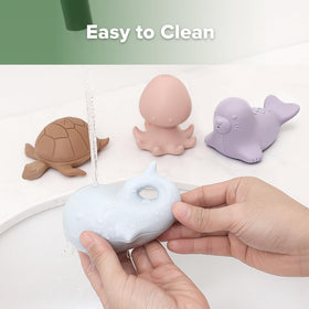 haakaa Ocean Squirter sea turtle bath toy side view, friendly for tiny hands.