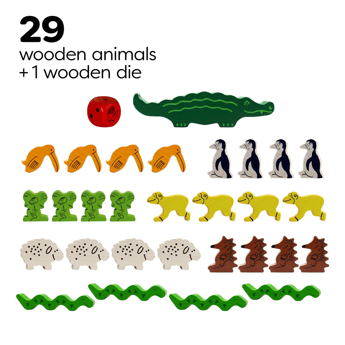 HABA Animal Upon Animal wooden die supports simple, accessible gameplay.