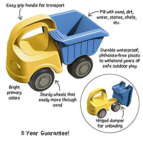 HABA backyard beach toy dump truck ideal for open-ended construction play.