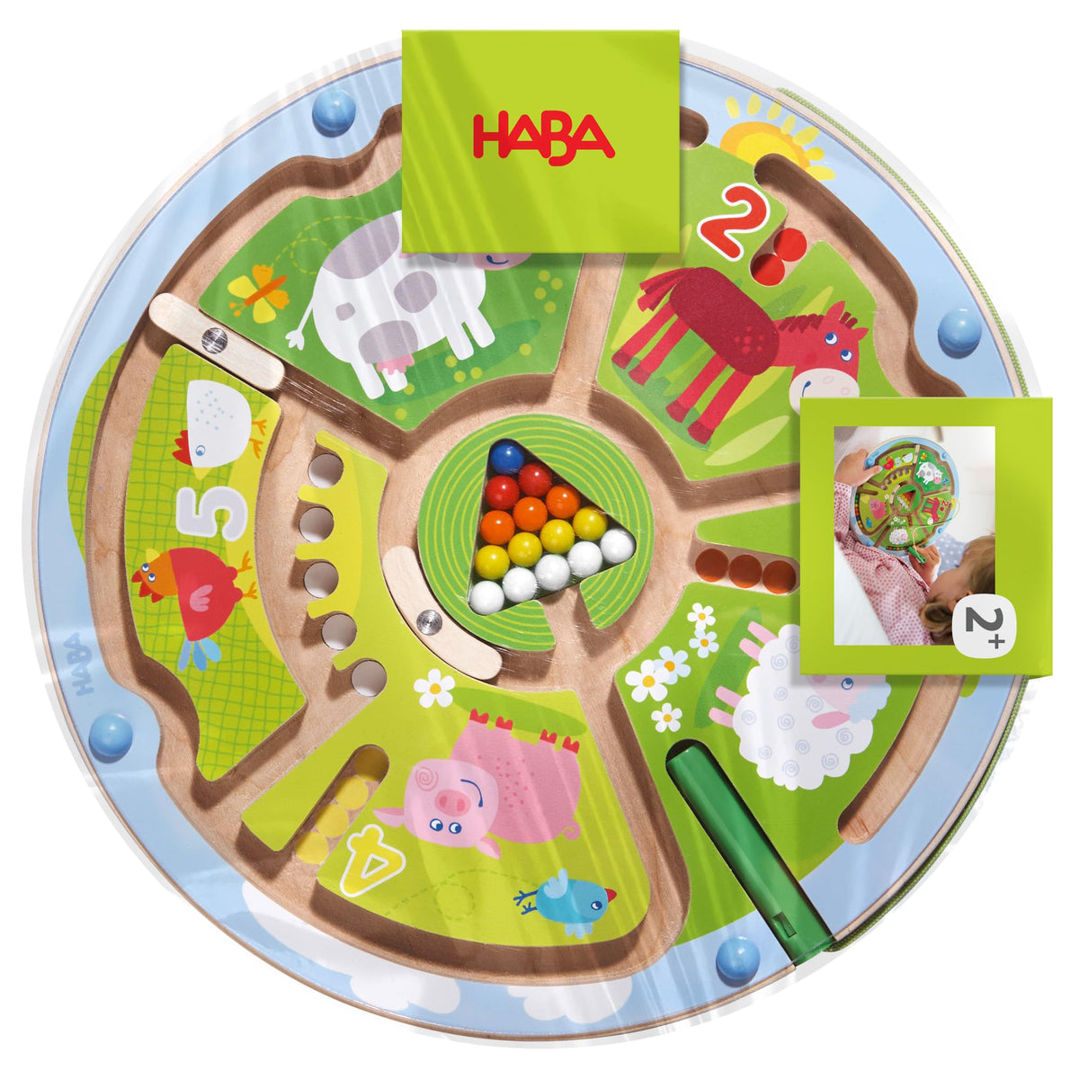 HABA Busy Board supports toddler learning with color, counting, and motor practice