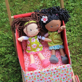 HABA Coco beanbag bottom helps the doll sit upright during play.