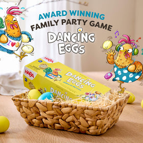 HABA Dancing Eggs balance-challenge moment demonstrates precision and coordination.