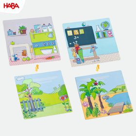 HABA Dress-Up Doll Magnetic Game Box metal storage case closed, ready for storage