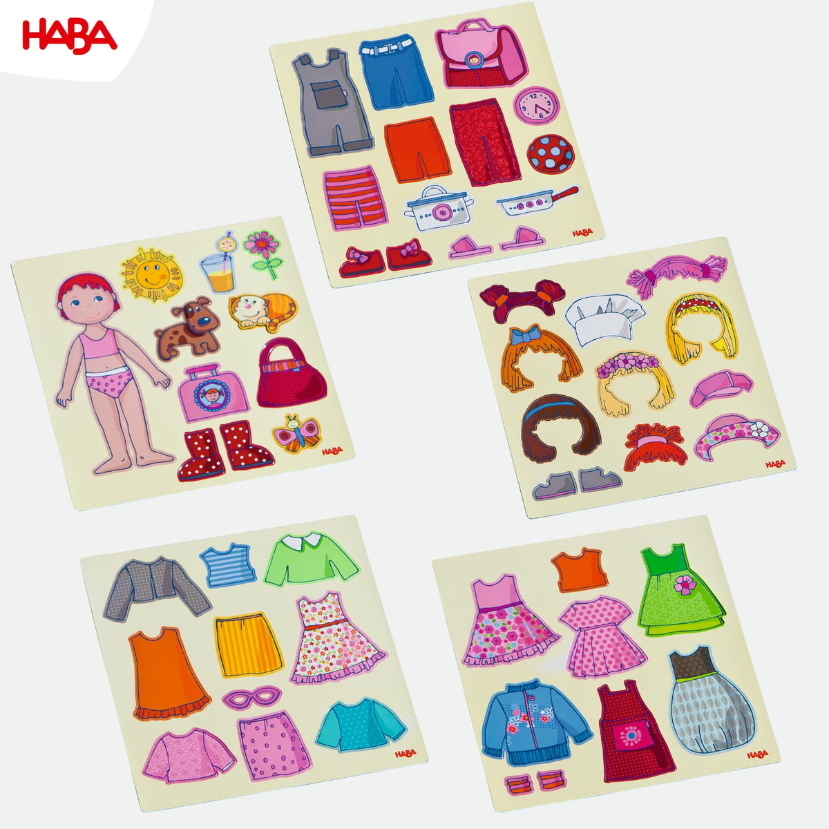 HABA Dress-Up Doll Magnetic Game Box compact travel setup for car or airplane play