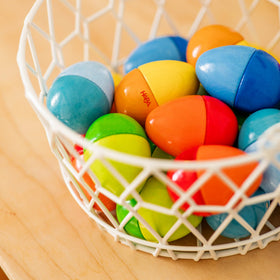 HABA Fun with Sounds wooden eggs click egg, supports fine motor control and sequencing