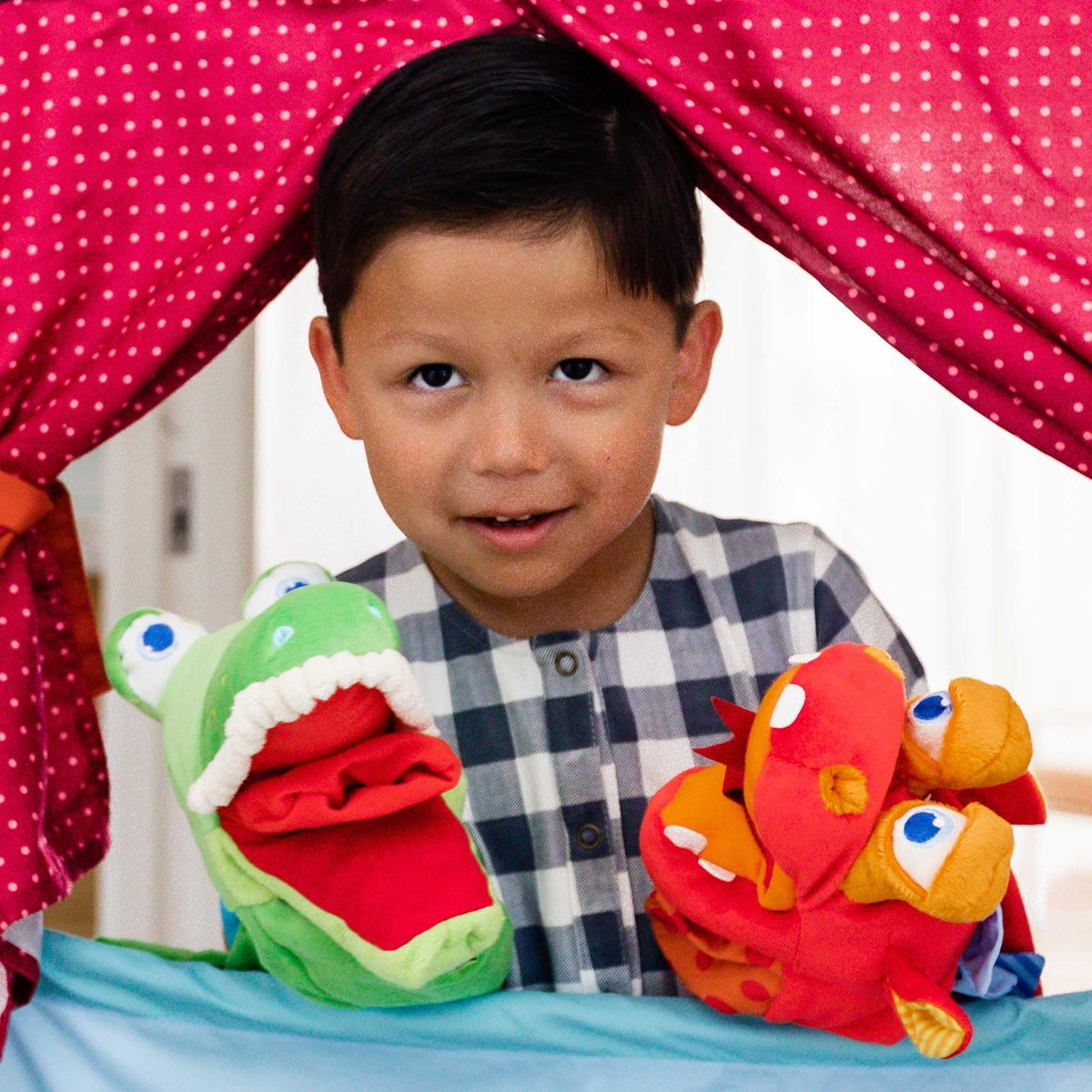HABA dragon mouth-action puppet for expressive play and learning activities
