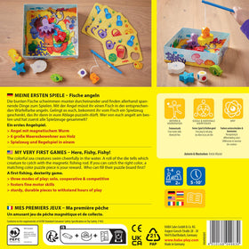 HABA Here Fishy Fishy sustainable wooden pieces for mindful play.