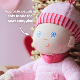 HABA Luisa Snug Up Doll is machine washable for easy cleaning.