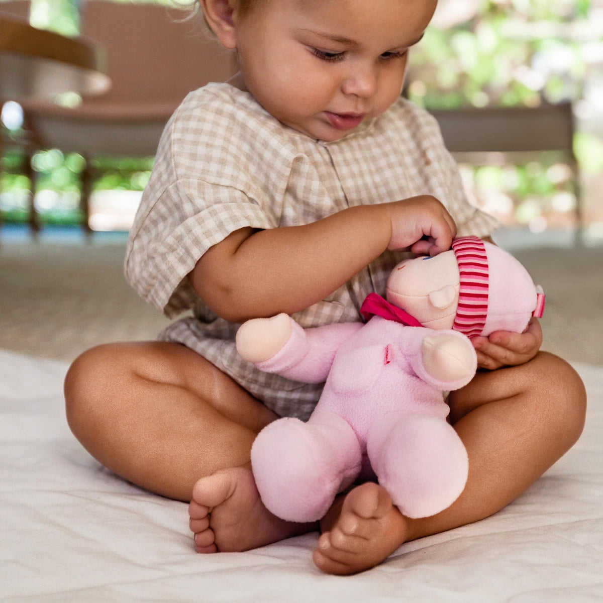 HABA Luisa Snug Up Doll has soft fabric that invites cuddling.