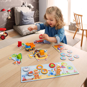 HABA My Very First Games Building Site: dump truck adds interactive transport during playtime.