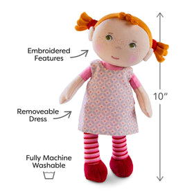 HABA Roya red pigtails, eye-catching accent for dressing up and storytelling.