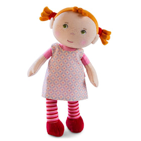 HABA Roya soft doll with red hair close-up for comforting snuggles and imaginative play.