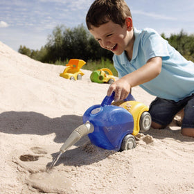 HABA funnel accessory enables precise water pours during play sessions.
