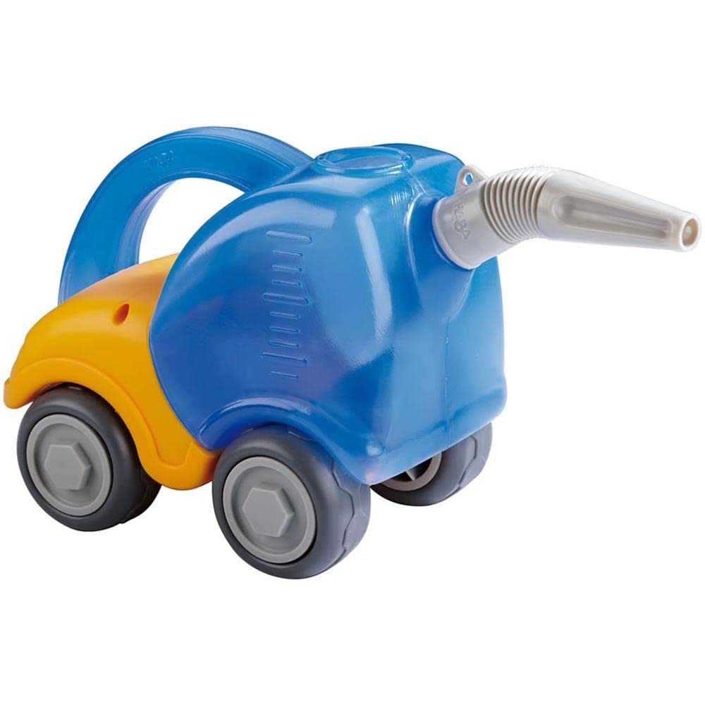 HABA sand play tanker truck designed for sandbox adventures with sturdy wheels.
