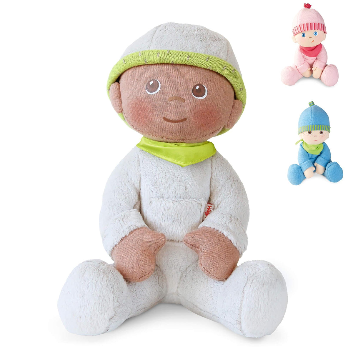 HABA Snug Up Ollie doll front view with easy-grip for little hands