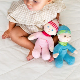 HABA Luis plush doll built for durable cuddles during daily routines.
