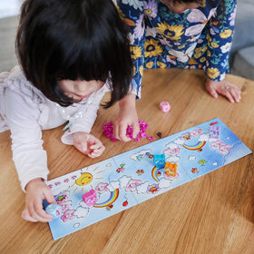 HABA Unicorn Glitterluck cloud crystals entice kids to collect during a sunny race