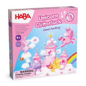 HABA Unicorn Glitterluck box and components ready for cooperative play