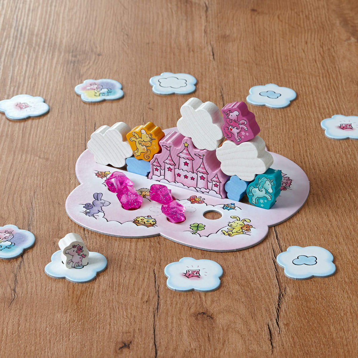 Family-friendly setup for a unicorn-themed game night