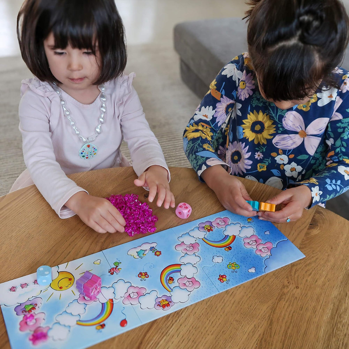 HABA Unicorn Glitterluck pink and blue die adds lively randomness to turns