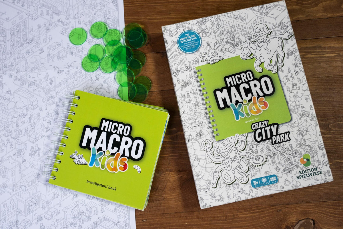 Hachette Boardgames MicroMacro Kids 22 cases in kid-friendly format.