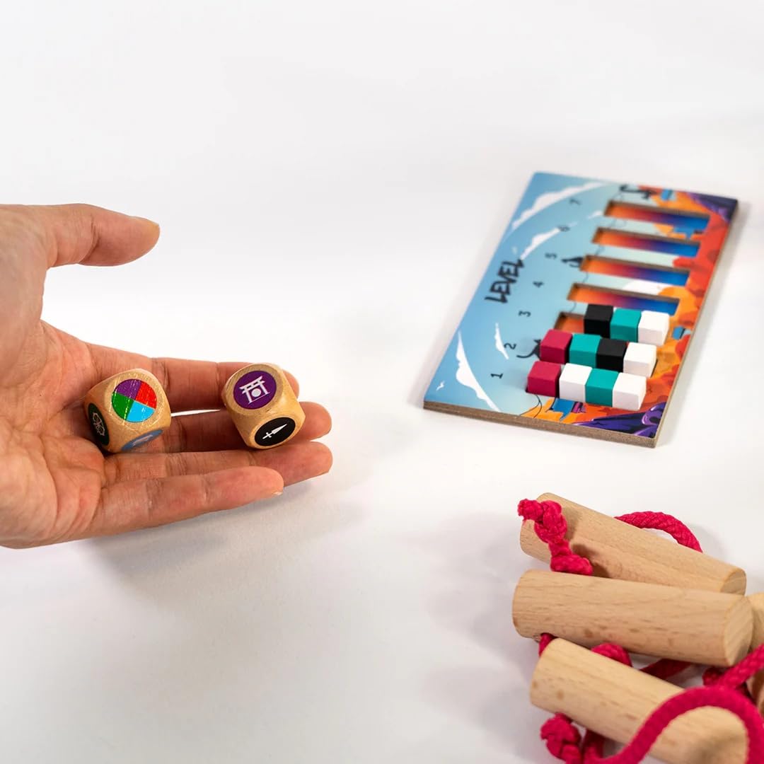 Hachette Boardgames Nekojima wood stacks: warm natural pieces support careful building