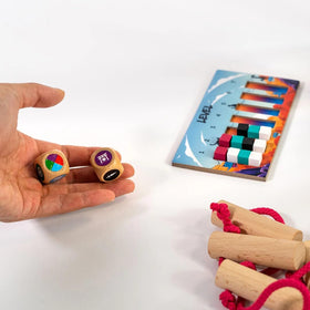 Hachette Boardgames Nekojima wood stacks: warm natural pieces support careful building