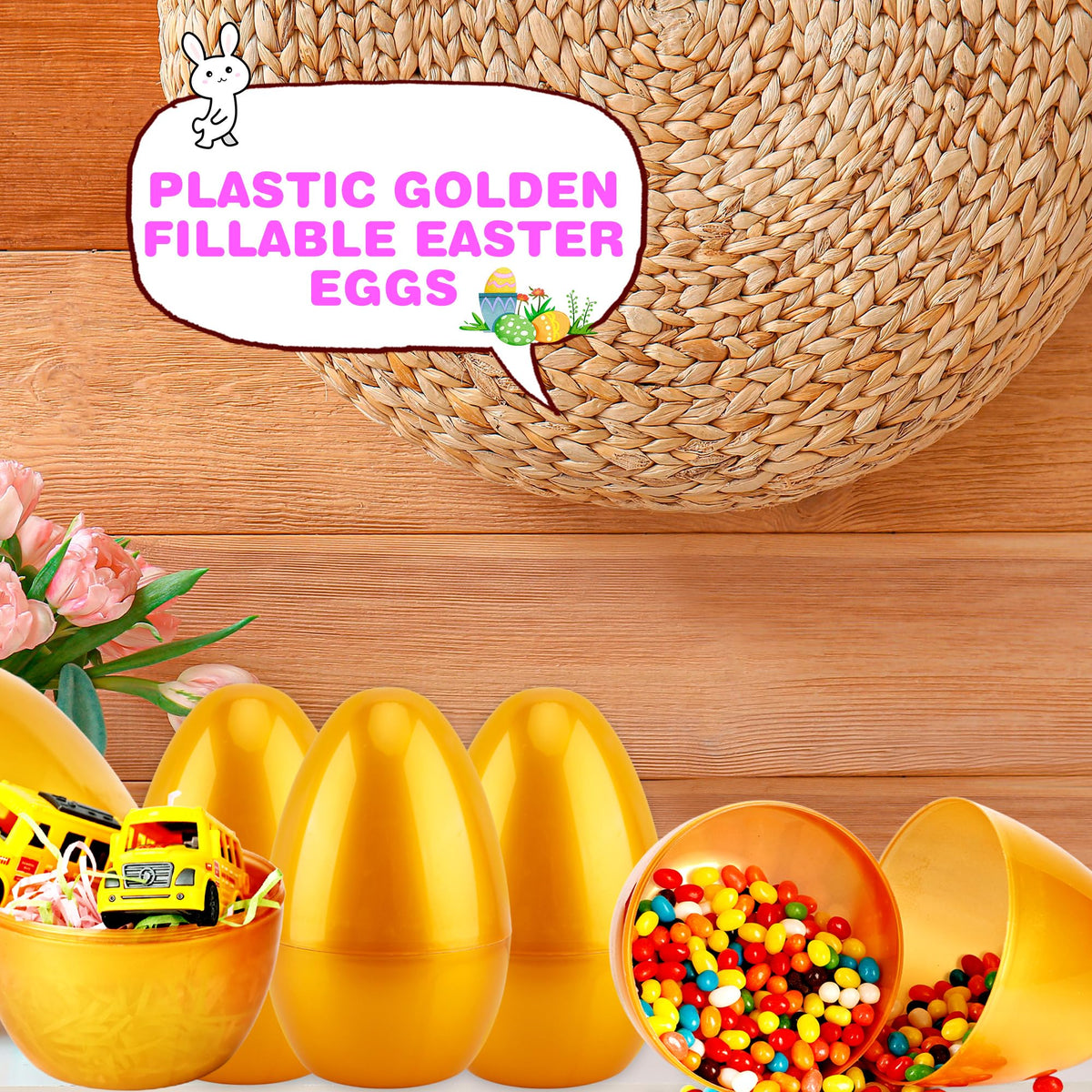 Haconba jumbo golden Easter egg ideal for classroom rewards and prizes.
