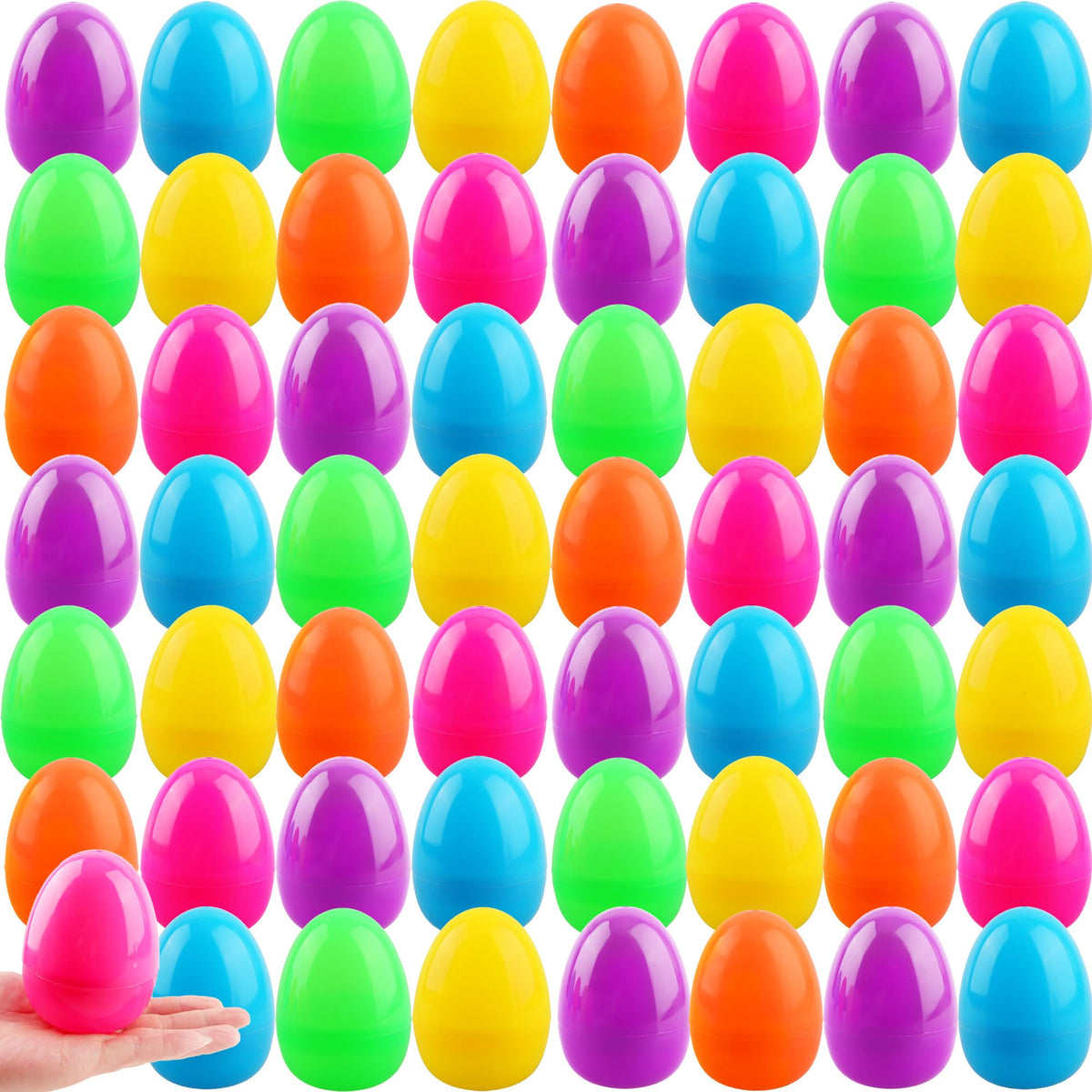 Haconba 4-inch flat-bottom Easter egg, refillable for candies and small toys.