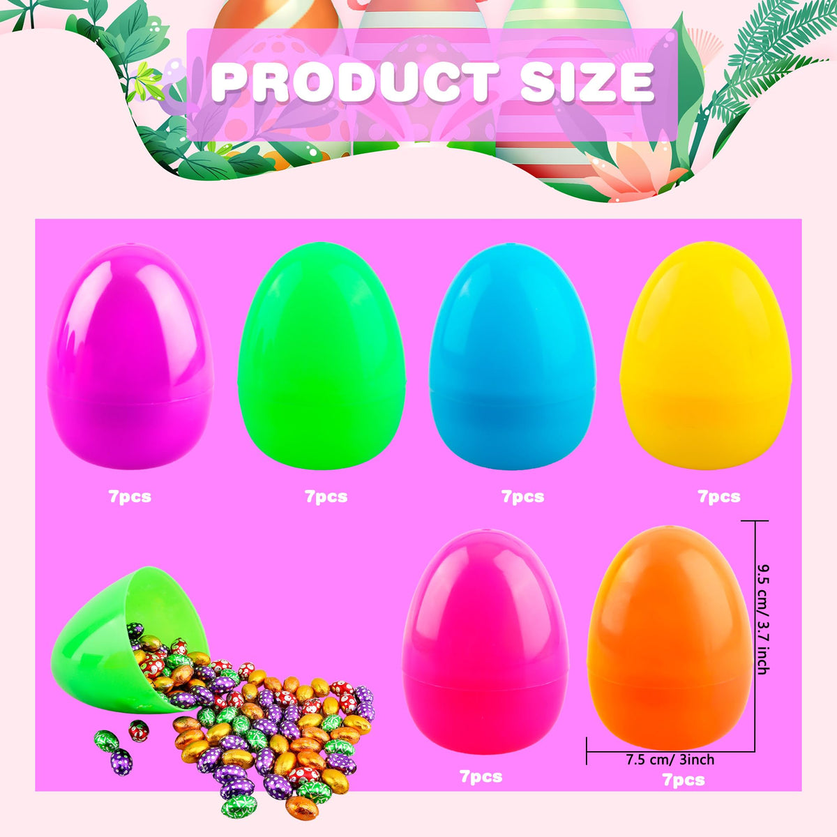 Haconba large flat-bottom Easter egg in rose-red, perfect for treats and gifting.
