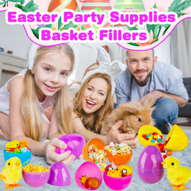 Haconba Easter eggs shown opened to reveal hidden surprises during activities.