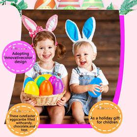Haconba thick, shatterproof plastic Easter eggs designed for durable yearly use.