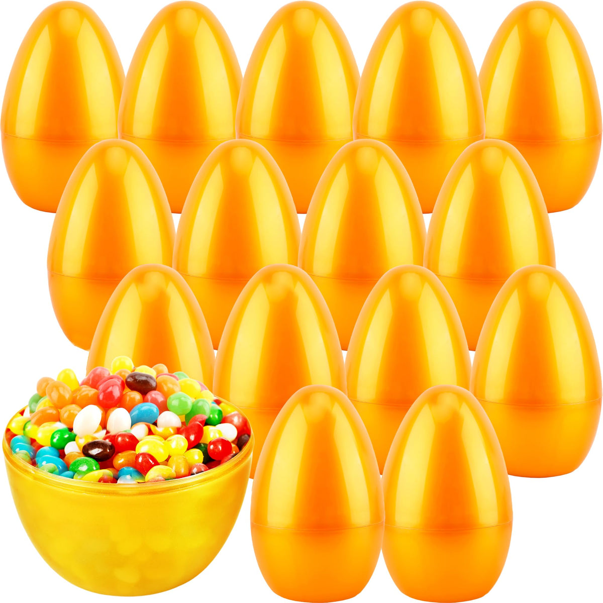 Haconba jumbo golden Easter egg closed shows durable exterior and large interior.
