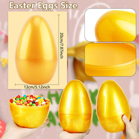 Haconba jumbo golden Easter egg open reveals roomy interior for goodies.
