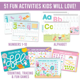 Hadley Designs reusable dry erase pages for mess-free practice and reuse.
