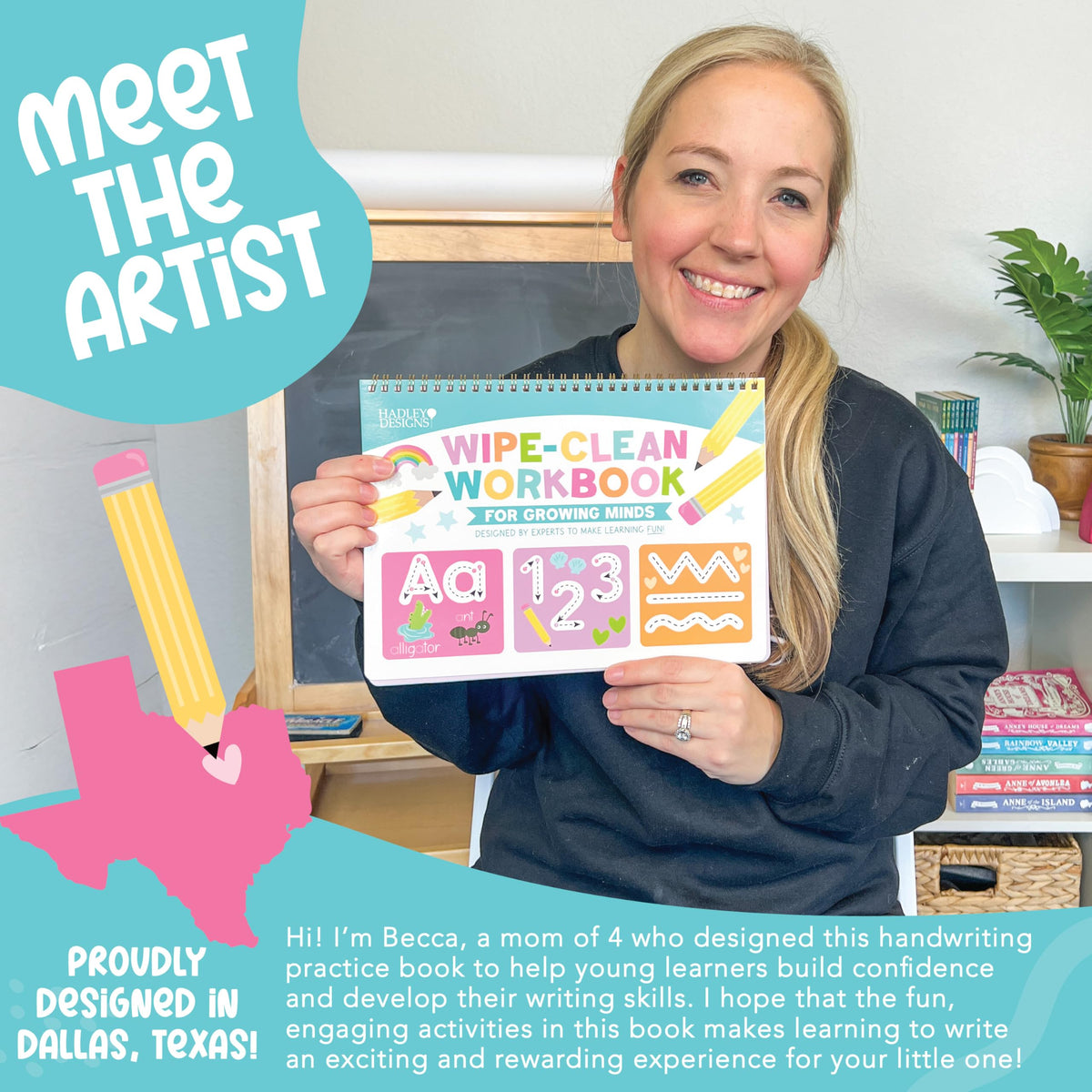 Hadley Designs travel-size preschool activity book for screen-free learning on the go.