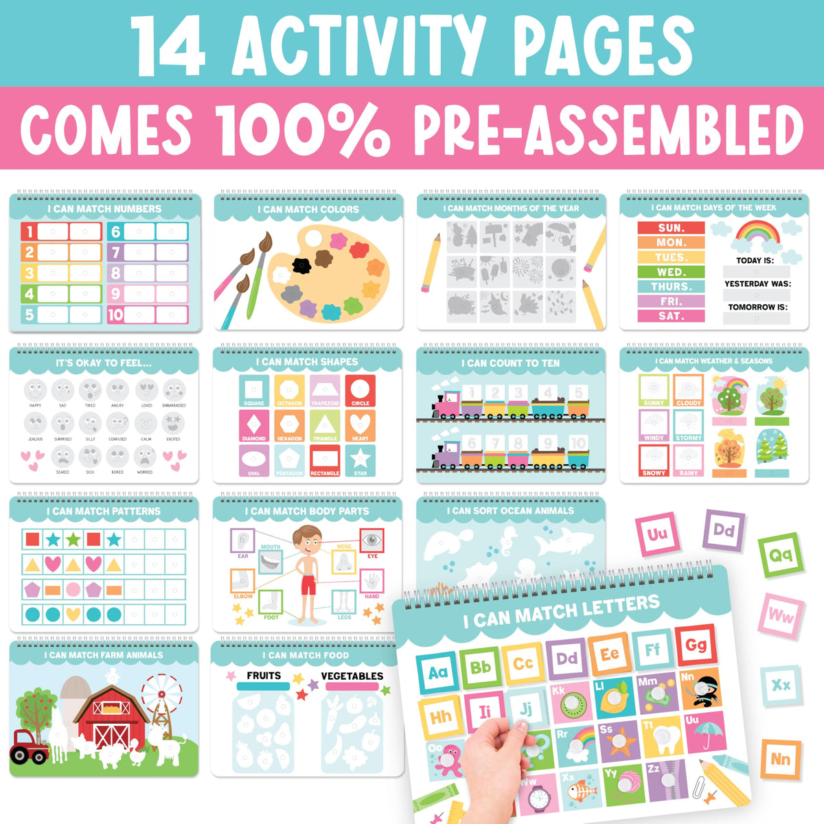 Hadley Designs 174-piece set with Velcro supports mess-free practice.