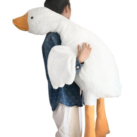 Haengbuk Goose giant pillow with soft white plush, ideal for cuddling and comfort.