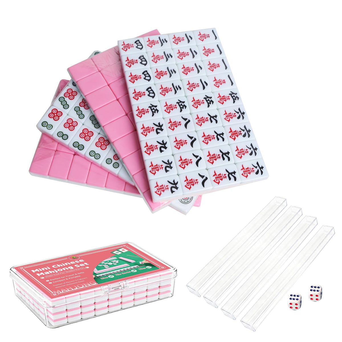HAEZU mini Chinese Mahjong tiles laid out for travel play, compact and portable.