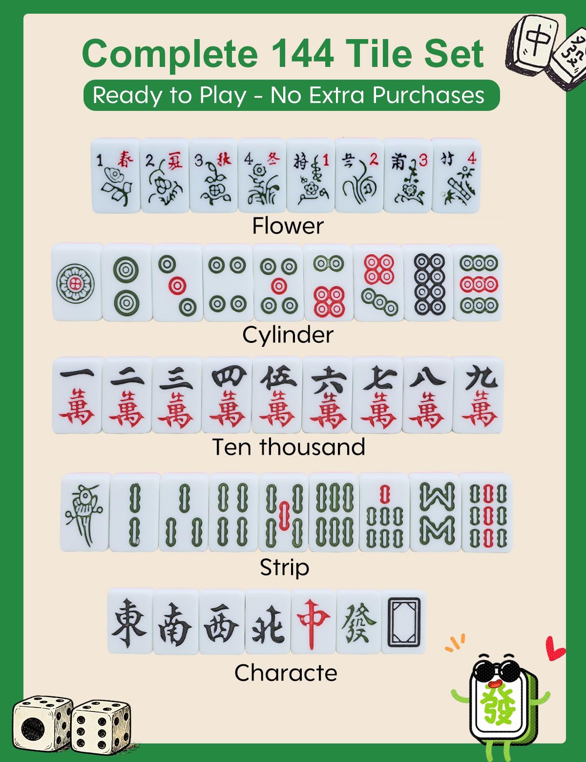 HAEZU premium mini mahjong tiles with clear markings for easy visibility.
