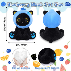 Hagusahuo 8-inch blueberry cat plush, compact bedtime and travel companion.