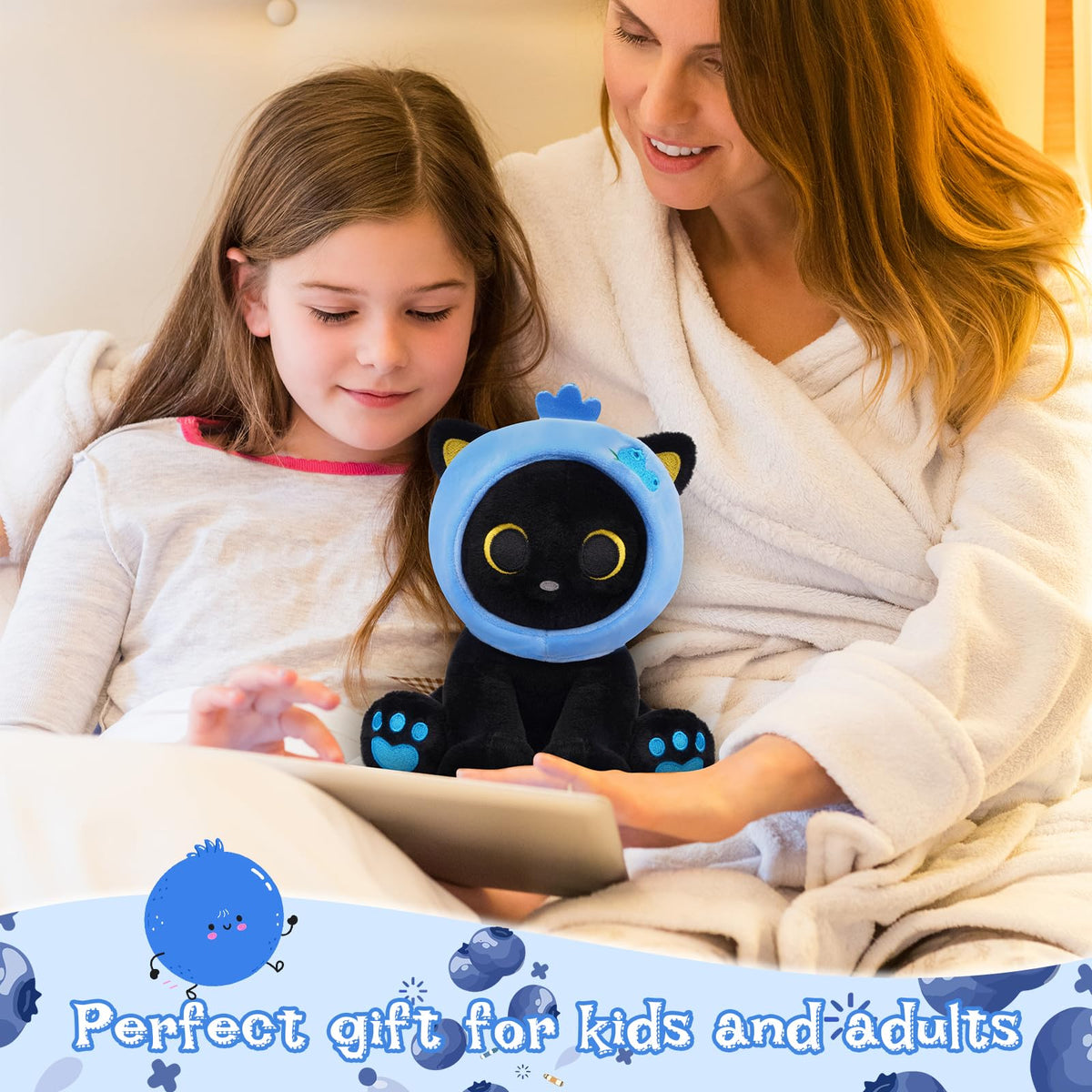 Hagusahuo Black Cat Plush blue paw pads add playful charm.