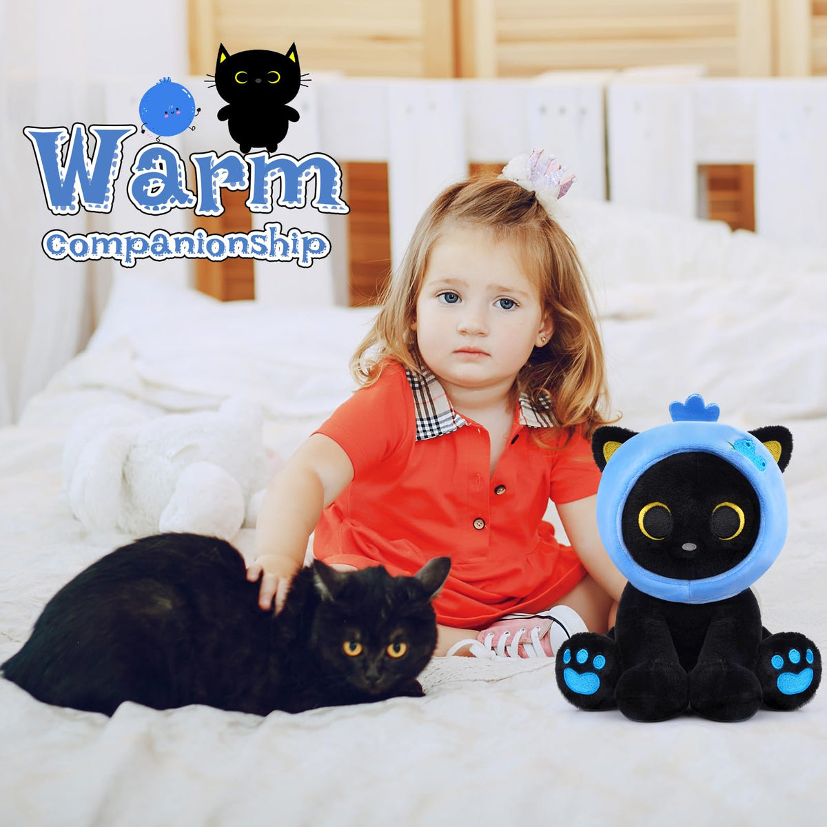 Hagusahuo Black Cat Plush vacuum-packed packaging ready to fluff.