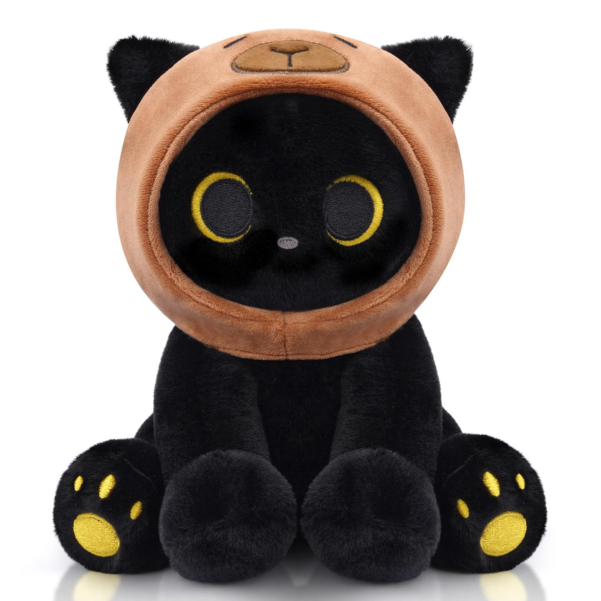 Hagusahuo capybara hooded cat plush in 8-inch size for cozy cuddles