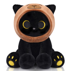 Hagusahuo capybara hooded cat plush in 8-inch size for cozy cuddles