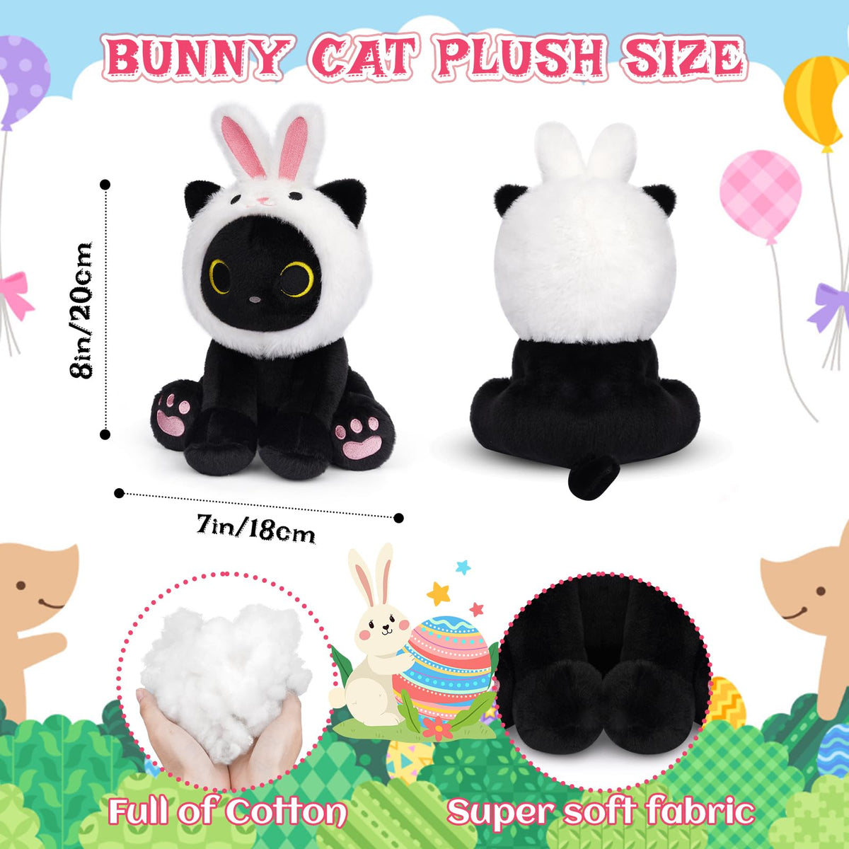 Hagusahuo kawaii cat plush sits up for desk or shelf display