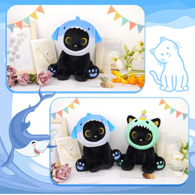 Hagusahuo shark-cat plush texture close-up highlights ultra-soft, huggable fiber