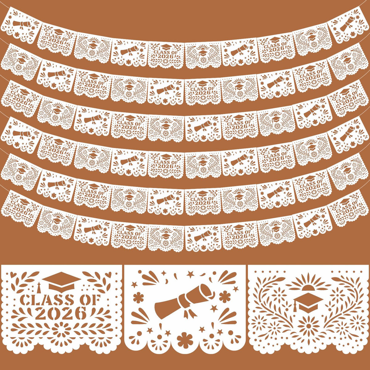 Hahafelt grad banner 6-pack ready for indoor or outdoor graduation decor.